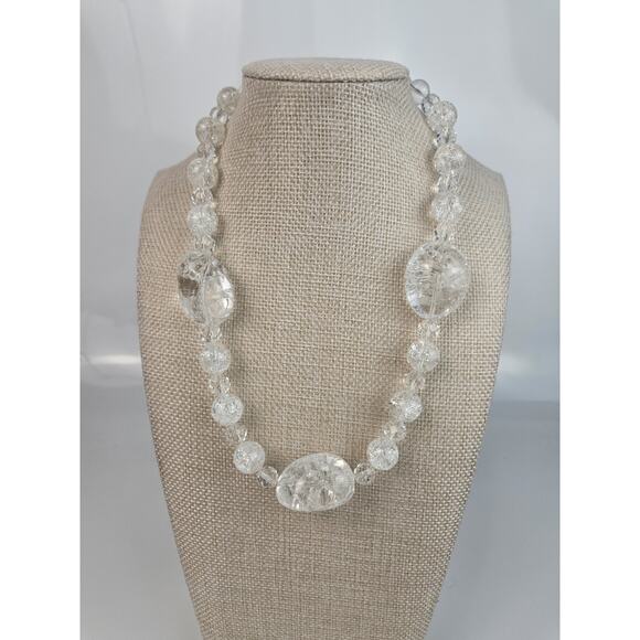 Polished Clear Quartz Crystal Beaded Necklace‎